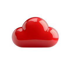 Aufkleber - Vibrant red cloud shaped icon with a sleek reflective surface and gentle curved lines showcasing a minimalist and modern aesthetic on a transparent white background