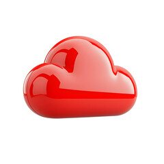 Aufkleber - Close up view of a sleek glossy red cloud shaped digital icon with a smooth reflective surface exhibiting a modern and minimalist aesthetic on a transparent background