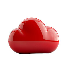 Fototapete - A sleek and glossy red chrome cloud shaped icon with a futuristic minimalist design and smooth curved edges against a white background