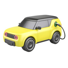 Aufkleber - Stylized 3D render of a compact contemporary electric car with a charging port and illuminated energy icon representing efficient eco friendly transportation technology