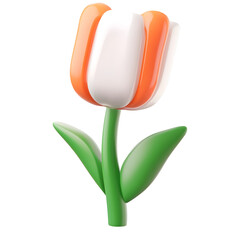 Poster - Close up 3D rendered of a stylized minimalist tulip icon designed for website user interface