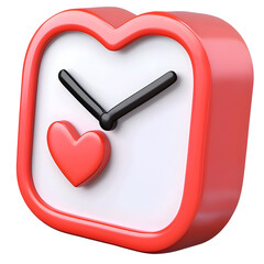 Leinwandbilder - Crisp and detailed 3D render of a sleek minimalist clock icon featuring a subtle heart shape on the front showcasing a clean and contemporary UI concept