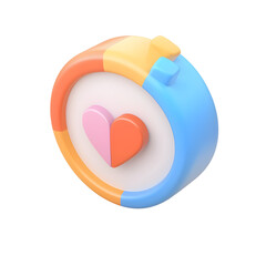 Leinwandbilder - A clean and structured 3D rendered minimalistic clock design featuring a heart symbol in a soft pastel color scheme for a modern website or digital interface