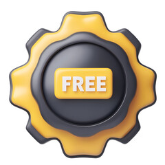 Fototapete - Beautifully designed 3D badge emblem with scalloped edges radial accents and  FREE  text at the center conveying a premium and exclusive promotional offer