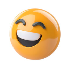 Leinwandbilder - A rendered 3D of a simple minimalist and stylized happy emoticon or smiley face icon with a bright vibrant yellow color and expressive eyes and smile