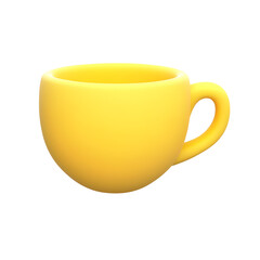 Fototapete - 3D rendering of a sleek rounded yellow ceramic coffee cup or mug glyph with a minimalist well balanced design suitable for use as an icon in web applications and user interfaces