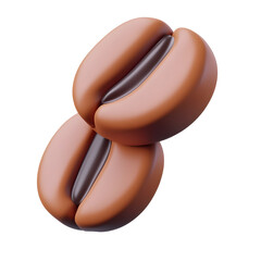 Poster - Close up 3D rendering of a minimalist elegant design featuring smooth structured coffee beans against a clean white background