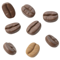 Aufkleber - A set of coffee beans with natural curved lines a polished appearance and a minimalistic structured UI aesthetic presented in a crisp and detailed 3D render against a transparent white background