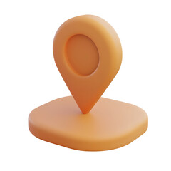 Leinwandbilder - Rendered 3D icon of a stylized smooth orange location pin or map marker with a minimalist modern design aesthetic against a transparent background