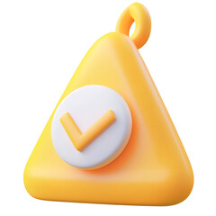 Poster - 3D rendering of a smooth edged triangular caution icon featuring a clean well balanced white alert marker ideal for web and software applications