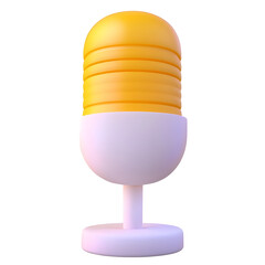 Poster - A modern minimalist 3D icon depicting a stylized microphone symbol with a balanced stand showcasing a professional and sleek audio recording aesthetic