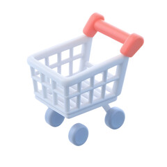 Leinwandbilder - A crisp and detailed 3D render of a structured wireframe shopping cart icon with sturdy wheels showcasing a clean and well balanced UI design isolated on a transparent background