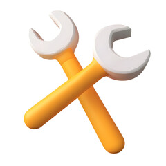 Aufkleber - Minimalist 3D crossed pencil and wrench icon representing modern design engineering development and innovative technology