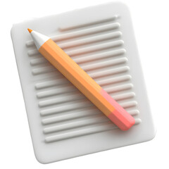 Aufkleber - Sleek and elegant 3D document icon featuring a refined paper texture with smooth lines and a precisely angled diagonal pencil symbolizing a polished and professional UI design concept