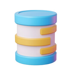 Aufkleber - Crisp and detailed 3D render of a minimalist data storage icon featuring an evenly distributed cylindrical stack with a refined UI aesthetic on a clean white background