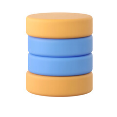 Aufkleber - A 3D rendered image featuring a stack of smooth evenly spaced cylindrical shapes in contrasting shades of blue and orange creating a minimalist and modern abstract design against a clean