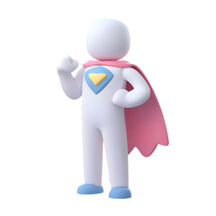 Aufkleber - A clean 3D rendered minimalist icon of a heroic character posing with hands on hips and a dynamic cape representing strength power and leadership