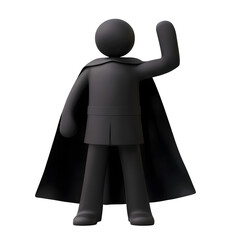 Aufkleber - Stylized 3D rendering of a heroic professional looking character icon with a dramatic flowing cape symbolizing strength and authority