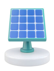Aufkleber - Minimal 3D render of green solar energy panels mounted on a sleek white round base perfect for use in website user interface designs