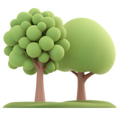 Fototapete - Stylized 3D rendering of two abstract minimalist green trees with simple geometric shapes and clean design ideal for use as a digital UI icon or eco friendly graphic element