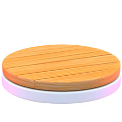 Fototapete - A simple modern wooden sign or icon mounted on a minimalist white circular platform designed for user interface or digital applications