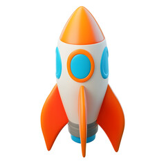 Aufkleber - A 3D render of a vibrant futuristic looking toy rocket with sleek curved fins in shades of red white and blue