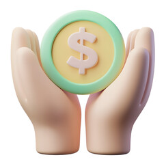 Aufkleber - Hands in a supportive pose framing a central dollar coin symbol representing financial security and protection