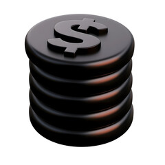 Fototapete - 3D of a clean minimalist icon depicting neatly stacked coins with a prominent dollar sign symbol symbolizing wealth savings and financial success