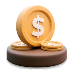 Aufkleber - An of stacked golden coins with a prominent dollar sign symbol symbolizing financial growth wealth accumulation and economic prosperity