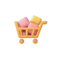 Fototapete - A clean abstract shopping cart icon in a minimalist line art style for use in e commerce websites mobile apps or other digital retail interfaces