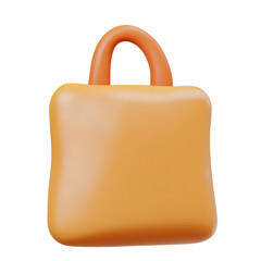 Fototapete - A stylish and minimalist 3D of an orange plastic handbag or shopping bag designed as an icon or graphic element for a website or mobile app interface