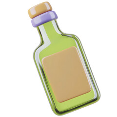 Fototapete - 3D rendered glass bottle icon with a structured minimalist layout designed for a modern website user interface