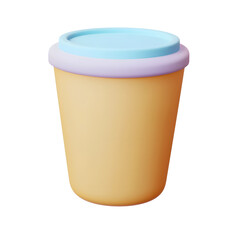 Fototapete - A 3D of a simple modern paper cup design in pastel colors portrayed as a clean minimalistic website UI icon on a white background