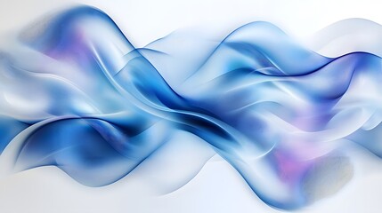Fototapete - Elegant and Dynamic Light Blue Wind Currents Swirling Smoothly in Fluid Abstract Motion over Clean White Backdrop Representing Fresh Air and Tranquil Atmosphere with Soft