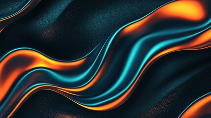 Wall Mural - abstract fluid waves with vibrant blue and orange gradients
