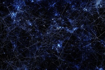 Wall Mural - abstract digital background with blue lines and stars in dark space