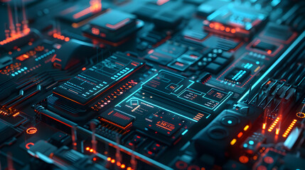 Innovation in Technology: Sleek Modern Software Interface and Data Processing