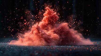 Wall Mural - explosion of bright red smoke ink