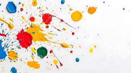 Aufkleber - A dynamic and energetic composition of boldly colored paint splatters drips and splashes against a clean white backdrop creating a visually striking and expressive abstract artwork