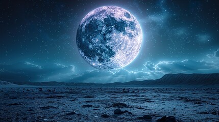 Wall Mural - purple gradient mystical moonlight sky with clouds and stars phone background wallpaper,