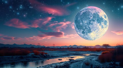 Wall Mural - purple gradient mystical moonlight sky with clouds and stars phone background wallpaper