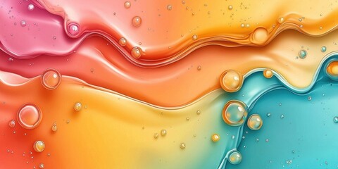 Poster - Vibrant Abstract Liquid Background with Colorful Swirls and Bubbles