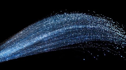 Wall Mural - electric blue fiber optic light trails flowing in an abstract futuristic digital wave.