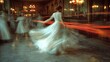 © nando - Women in flowing dresses dance in a grand ballroom at night