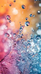 Wall Mural - vibrant water splash captured in motion. the artwork features colorful droplets and dynamic patterns