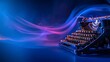 © Oat_Photo - Vintage Typewriter  Blue Smoke  Abstract Background  Creative Writing  Nostalgia