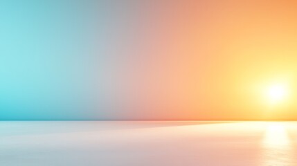 Wall Mural - Radiant sun on a vibrant orange and blue background, captivating visual spectacle
