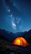 © พลกร เค้าโนนคร้อ - Camping gear set under starry sky in dreamlike landscape,  stars,  adventure