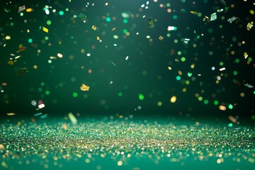 Wall Mural - falling confetti on a green background