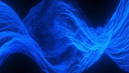 Wall Mural - blue abstract wave energy flow background. motion graphic particles creating weaving pattern with pe